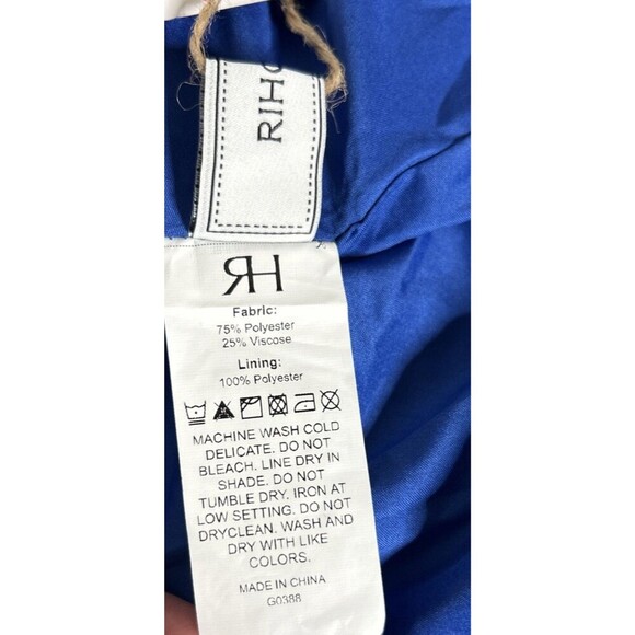 Rihoas Midi Dress Dress Blue with White Polka Dot Open Midriff Size XL NEW - Picture 9 of 9
